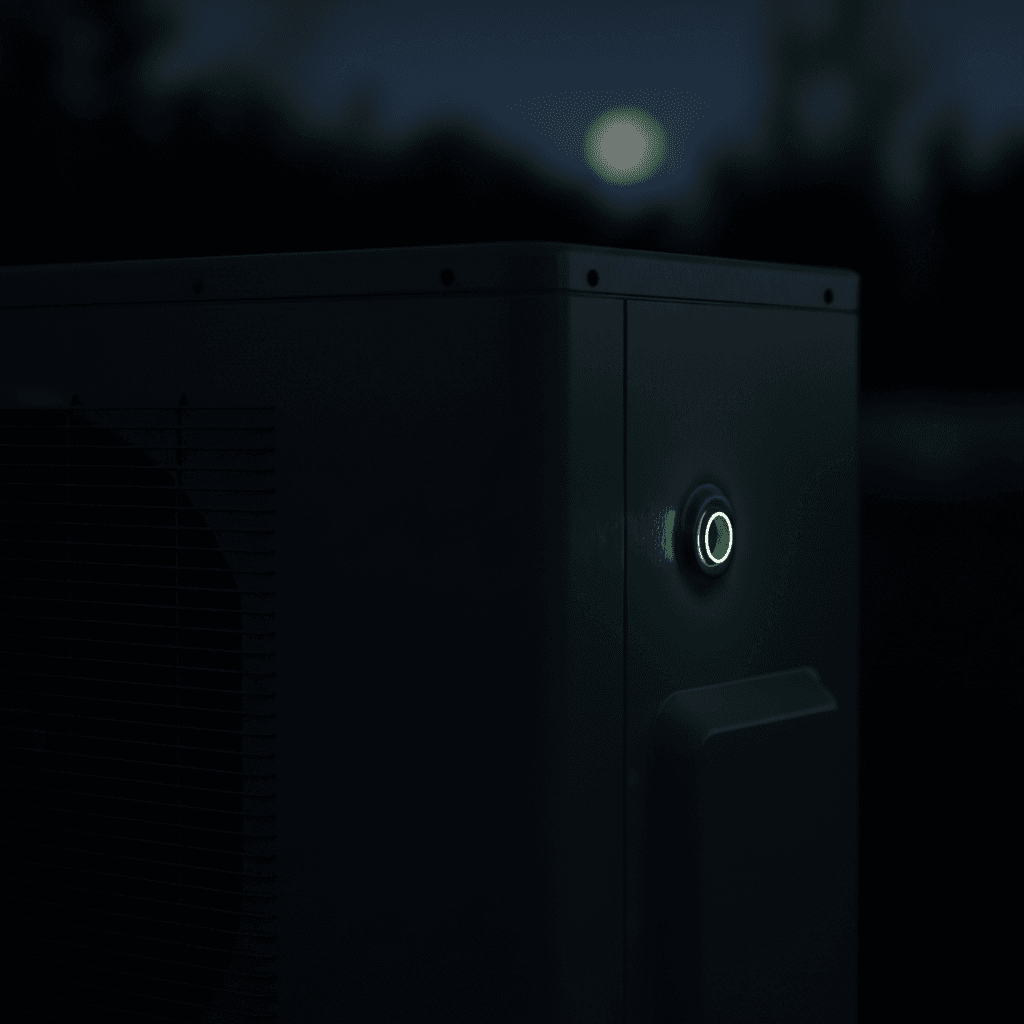 Silent heat pump unit at night
